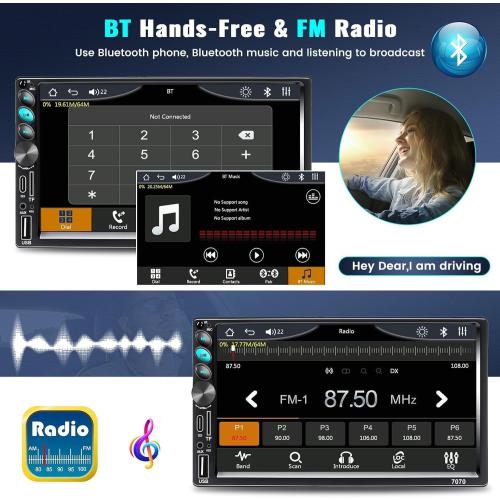 Double Din Car Stereo with Apple Carplay and Android Auto for Car Radio, Receivers Capacitive Touchscreen Car Stereo with Bluetooth, Mirror Link, FM, USB, TF, AUX, Type-C Charging, Backup Camera, SWC