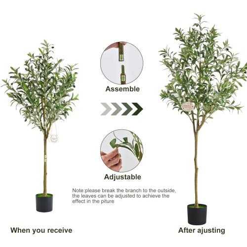 Faux Olive Tree 6ft,Olive Trees Artificial Indoor,Large Fake Olive Plants with Natural Wood Trunk and Lifelike Leaves for Living Room and Office