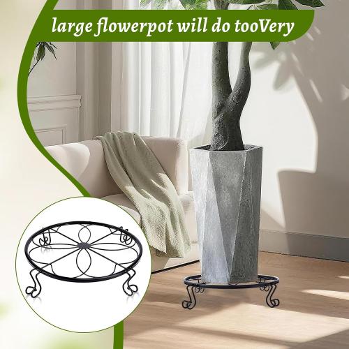 1/2/4 Pack 10/12 Inch Heavy Duty Iron Plant Stands - Rustproof Metal Flower Pot Holder for Indoor Outdoor Use, Round Wrought Iron Planter Stand for Corner Gardening, Patio, Balcony Decor- Black (12IN2PCS)