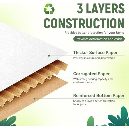 12x9x4 Shipping Boxes Set of 5, White Corrugated Cardboard Box Literature Mailer