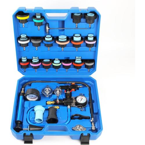 28pcs Universal Radiator Pressure Tester Kit, Coolant Vacuum Refill kit，Coolant Pressure Tester Kit with Manual Pump and Color-Coded Test Caps (Blue)