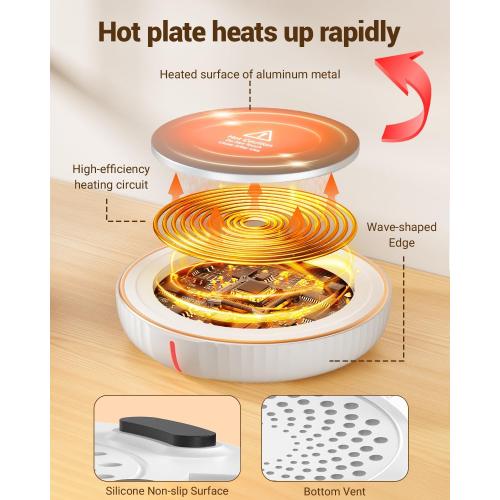 HouseGem Large Candle Warmer Plate - Coffee Cup Mug Warmer for Desk, Candle Melter, Electric Mug Heater for Beverages, Milk & Tea, Coffee Accessories Ideal Gifts Keep Cup Warm (White)