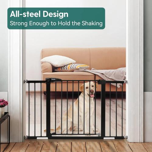 Black BABELIO Metal Baby/Dog Gate Extender, 5.5inch (14cm) Black Pet Gate Extension, Extra Wide Pet Gate Accessories for Stairs & Doorways, NO Need Tools NO Drilling, 36 Tall