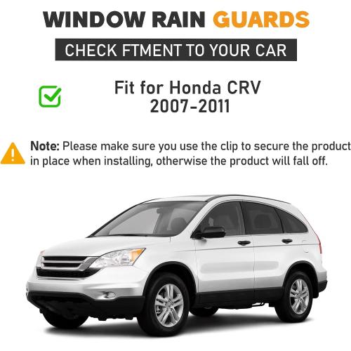 Shatterproof in-Channel Window Rain Guards for Honda CRV 2007-2011, Window Deflectors, Window Visors for Car, Vent Deflector, 4pcs