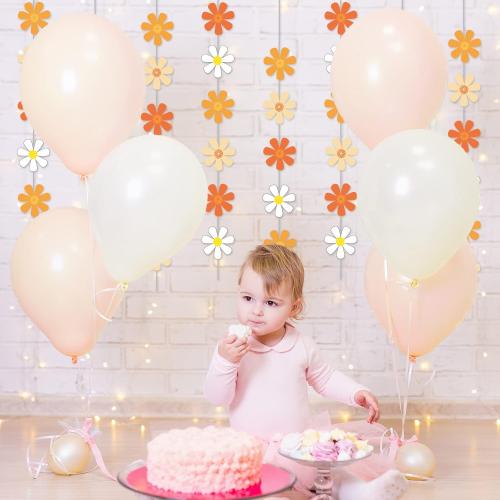 Summer Daisy Groovy Boho Party Banners Daisy Garland Kit Daisy Hanging Swirl Party Supplies Decorations Daisy Paper Cutouts for One Two Birthday Baby Shower Classroom Favor Supplies Decor