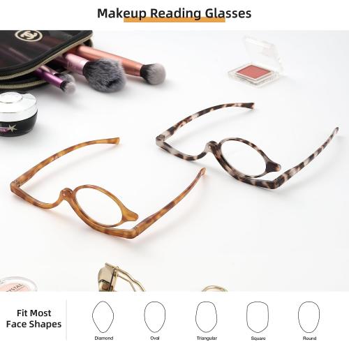 JM 2 Pairs Makeup Reading Glasses Magnifying Flip Down Cosmetic Readers for Women with Spring Hinge  3.0