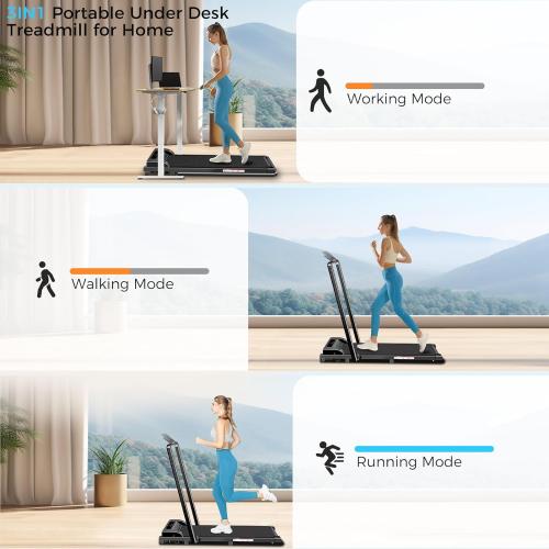 Walking Pad with Handle Bar, 3 in 1 Under Desk Treadmills with Remote Control, Electric Compact Treadmill,2.5HP Treadmills for Home Small Space, Portable Treadmill with Handle, 300 LBS Capacity