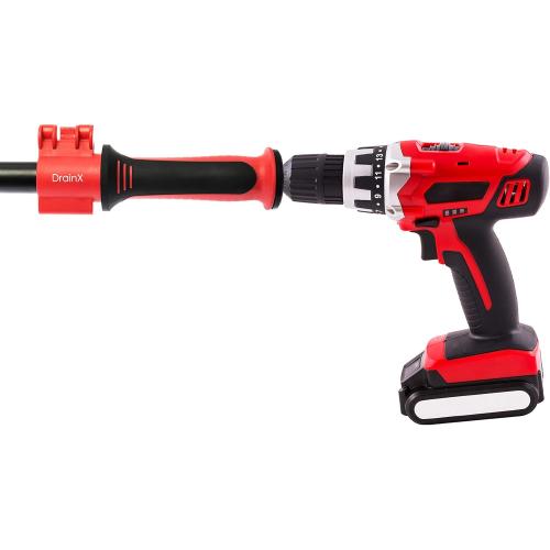 DrainX Toilet Auger Drain Plumbing Snake | Use with Drill or Manually, Angle Designed for Toilet Clogs, Plastic Guard for Porcelain Protection