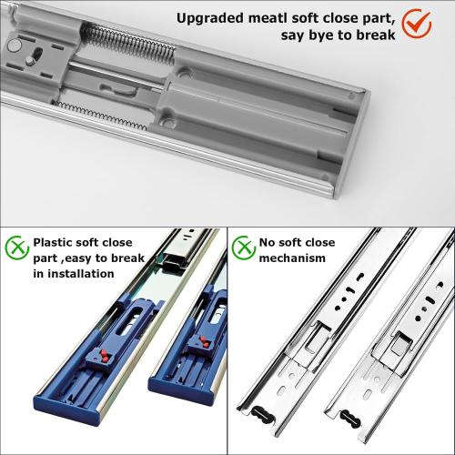 LONTAN 10 Pairs Soft Close Drawer Slides 24 Inch Side Mount Heavy Duty Cabinet Drawer Glides - Ball Bearing Full Extension Kitchen Cabinet Rails 100 LB Capacity