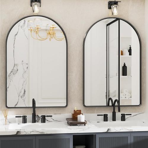 Suidia 24 x 36 Bathroom Mirror, Bathroom Vanity Mirror Metal Framed, Wall-Mounted Mirrors for Bedroom, Living Room, Entryway, Hallway, Black, Arch Style