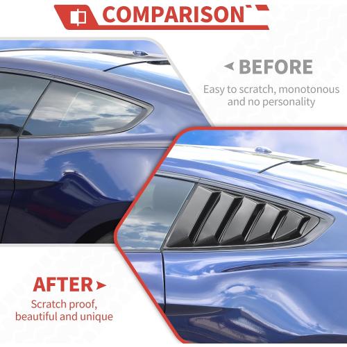 Black Quarter Side Window Louvers Sun Shade fit for Ford Mustang 2015  Window Louvers Scoop Vent Panel Exterior Accessories