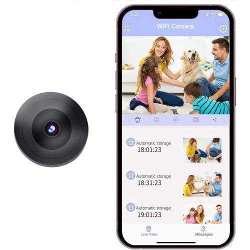 Black Hidden Camera Mini Camera, Small Camera Spy Hidden Cameras for Home Indoor Use. Spy Cam with Night Vision and Motion Detection |Baby Monitor WiFi Wireless K3