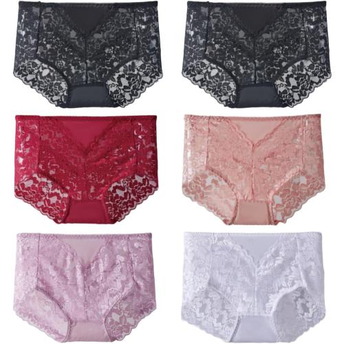 Sexy High Waisted Underwear for Women Plus Size Briefs Breathable Lace Panties High Waisted Cheekster Granny Panties