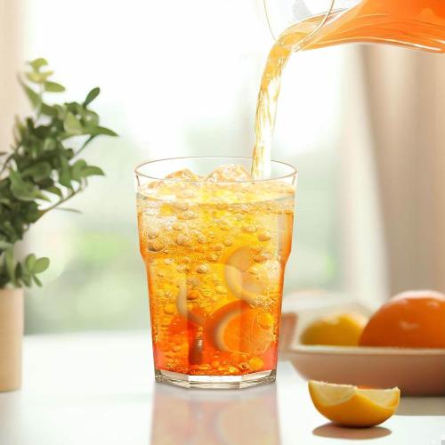 Amazing Abby Affinity - 14-Ounce Clear Plastic Tumblers (Set of 6), Stackable, BPA-Free, Shatter-Proof, Dishwasher-Safe