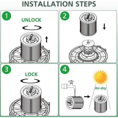2 Pack DXVC6914 Cartridge Filter Replacement for DEWALT 6-16 Gallon Wet/Dry Vac, Compatible with DeWalt DXV06P DXV09P DXV10P DXV10PL DXV10SA DXV12P DXV14P DXV16P, Green