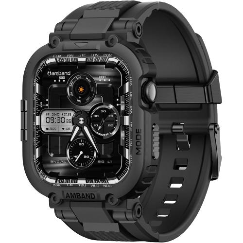 amBand Bands Case Compatible with Apple Watch Series 11/10 46mm for Men, M1 Sport Rugged Heavy Duty Cover Tactical Strap Military Grade Protective Bumper Protector for iWatch 46 mm Men Black
