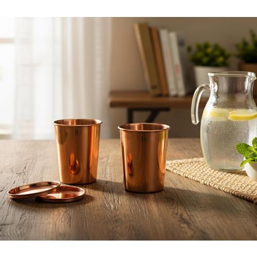 eSplanade Copper Glasses | Moscow Mule Shot | Seamless Copper Glass | Travel Friendly with Ayurvedic Health Benefits (Glasses Set of 2)