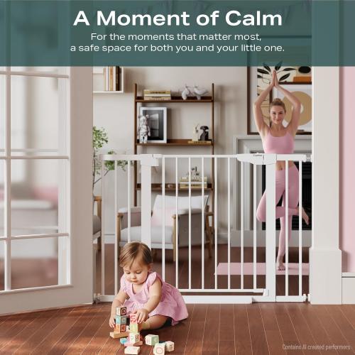 Cumbor 30-46 Baby Gate for Stairs, Auto Close Dog Gate for Doorways White | Toddler Safety Essentials for the House, Mom's Choice Awards Winner-Easy Install Pressure/Hardware Mounted Pet Gate for Dogs
