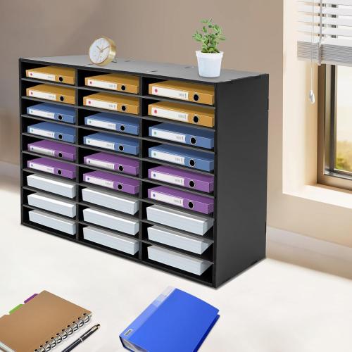 Mail Sorter Organizer, Black Mailbox for Classroom, 27 Compartments Literature Organizer, Desktop File Sorter, Paper Organizer for Home School Office (27 Slots Black)