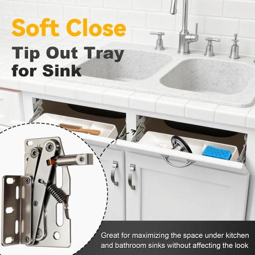 11 Soft Close Tip Out Tray for Sink, Tip-Out Trays, Sturdy and Durable, Easy to Install & Includes Detailed Instructions, Great for Maximizing Kitchen and Bathroom Storage, 2 Pack