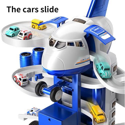 TEMI Kids Airplane Boy Toys for 3 4 5 Year Old Boys - Car Race Tracks for Kids Ages 3-5 with 8 Small Car Toys, Toddlers Educational Toy, Birthday Gifts for Boys Girls 3-5