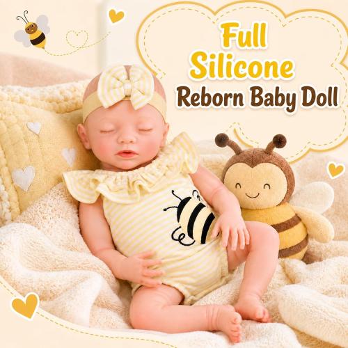 BABESIDE 16 Inch Silicone Baby Doll Weighted 4LB, Lifelike Newborn Dolls
