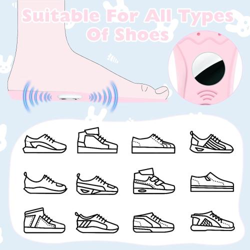 Insoles for Airtag Hidden Holder, Tracker Devise Case for Kids, Comfortable Inserts for Shoes (Pink, Foot:6.2-6.9IN/Insole:6.8-7.5IN/10-12C)