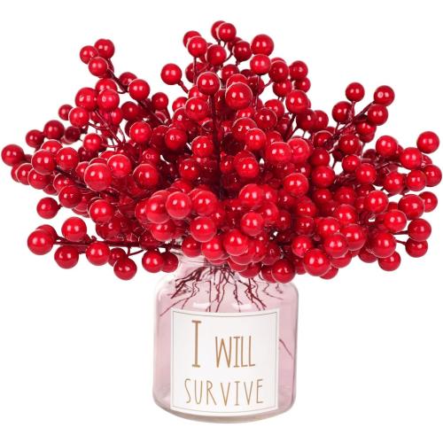 Lvydec Artificial Red Berry Picks - Christmas Holly Berry Branches Red Berry Stems for Holiday Home Decor and Crafts
