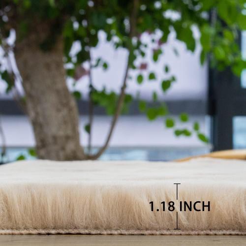 Light Brown Beige Fluffy Faux Rabbit Shag Fur Rugs for Bedroom Small Fuzzy Washable Runners Rugs for Living Room 2x6 Rug Runner Nursery