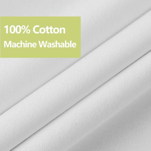 YISURE 100% Cotton Shower Curtains White, Luxury Fabric Curtain for Bathroom or Hotel, 72x72