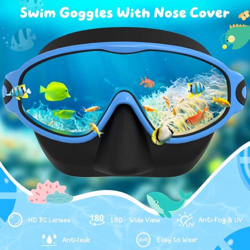 VegoVia 2 Pack Kids Swim Goggles with Nose Cover