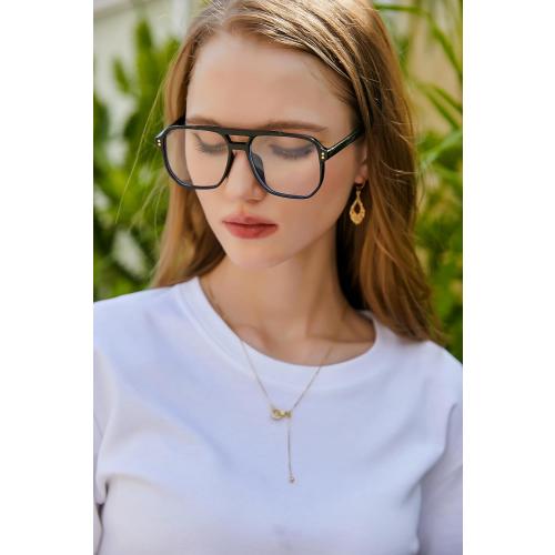 FEISEDY 2Pack Blue Light Blocking Glasses Fake Nerd Clear Square Computer Lightweight Pilot Glasses Frame Oversized B2866