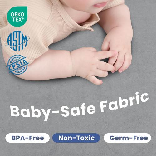 Ultra Soft Baby Play Mat for Floor,1.3 Thick Elasti-Foam 50x50 Playpen Mat for Toddlers Infant kids,Water-Repellent Coral Velvet for Tummy Time,Non-Slip Backing Safe for Crawling,Tatami Style (Dark Grey)