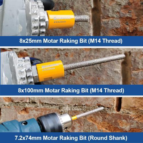 HIGHDRIL Tuck Point Pin Diamond Bit - 2pcs 4 5/8 Length x 1/4 Round Shank Diamond Glitter Bit for Wet/Dry Removing Old Mortar Grinding/Shaping Masonry,Stone,Concrete,Inside Corners