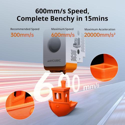 Anycubic Kobra S1 3D Printer Only, Support Multi Color Printing Needs ACE Pro, Max 600mm/s High Speed High Precision Anycubic App One-Click Printing Ultra-Quiet Printing 250 * 250 * 250mm