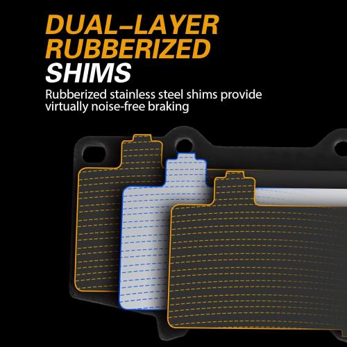 WEIZE Front Carbon Fiber Ceramic Brake Pads, Fits for Toyota Tundra Tacoma 4Runner Sequoia FJ Cruiser Lexus GX470, 2000 2001 2002 2003 2004 2005 2006 Truck and Tow Brake Pads Set with Hardware D976