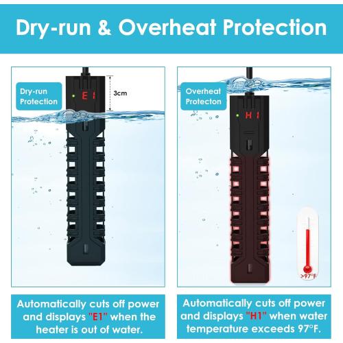 300W Aquarium Heater, Adjustable Fish Tank Heater, with Digital Display, Overheat Protection & Dry Run Protection, for 40-75 Gallon Water