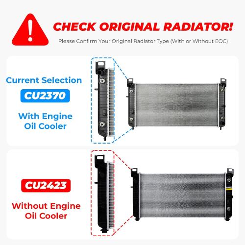 CU2370 34'' Engine Coolant Radiator Compatible with Chevy Silverado Suburban Tahoe GMC Sierra Yukon Cadillac Escalade 1996-2014 5.3 6.0 6.2 with EOC GM3010274