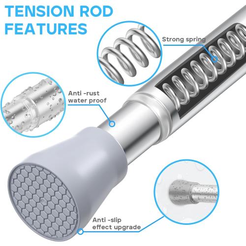 Silver Tension Curtain Rod for Windows 28 to 48 Inch