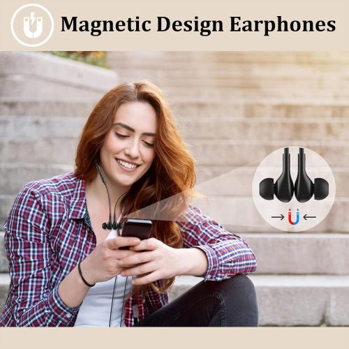 Guguearth Wired Headphones Earbuds for iPhone with Lightning Connector,Apple MFi Certified, Magnetic Wired Ear Buds Earphones with Built-in Mic Compatible 14 13 12 11 Pro Max X XS XR 8 7 Plus(Black)