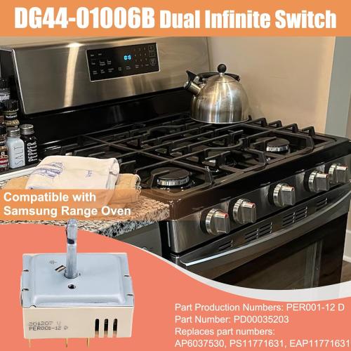 DG44-01006B PER001-12D Dual Infinite Switch Compatible with Samsung Range Surface Element Control, DG44-01006B Dual Infinite Switch Replaces for Samsung PER001-12D, for Stove Replacement Parts