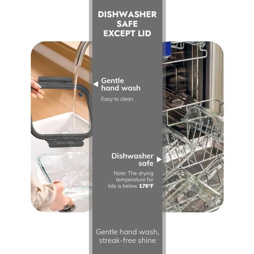 10-Pack Glass Food Storage Containers with Tempered Lids – Borosilicate, Airtight, Oven-Safe (-4°F~950°F), BPA-Free, 4.4 & 1.6 Cup, Leak-Proof, Dishwasher Safe (Gray)