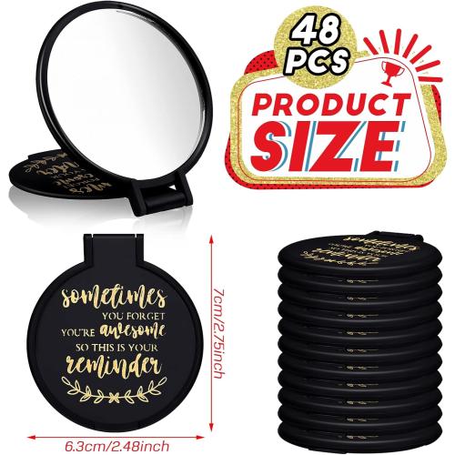 Set of  48 Pcs Mini Pocket Compact Mirrors Bulk, Sometimes You Forget Your Awesome, Inspirational Gifts for Coworker Employee Guest Positive Affirmation, Small Gifts Bulk for Women, Guests, Christmas