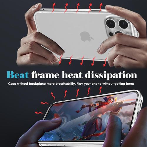 YMHML Bumper Case for iPhone 15 Pro Titanium, Aluminum Alloy   TPU Bumper Frame with Screen Protector Tempered Glass, Metal Slim Fit No Back Design 4 Corner Raised Protection Accessories, Silver