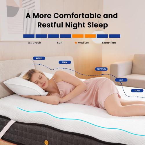 Czpalo 3 Inch Twin XL Cooling Gel Memory Foam Mattress Topper | CertiPUR-US certified. Removable & machine washable cover with adjustable straps. Non-slip mesh bottom.