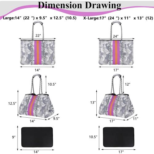 QOGiR Neoprene Multipurpose Beach Bag Tote with Inner Zipper Pocket