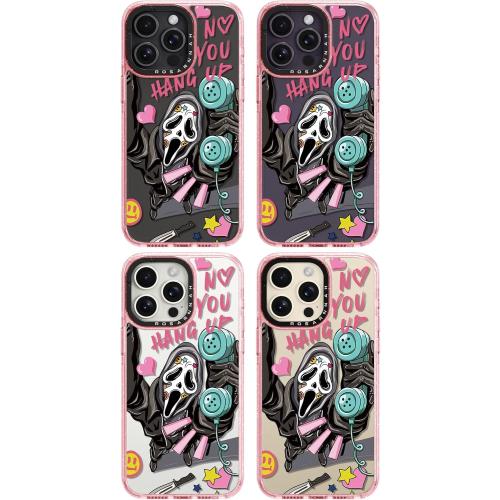 for iPhone 14 Pro Max Case Cute - Durable Shockproof 6.6 ft Drop Impact Phone Case - Funny Skeleton Design (6.7) Glitter Pink