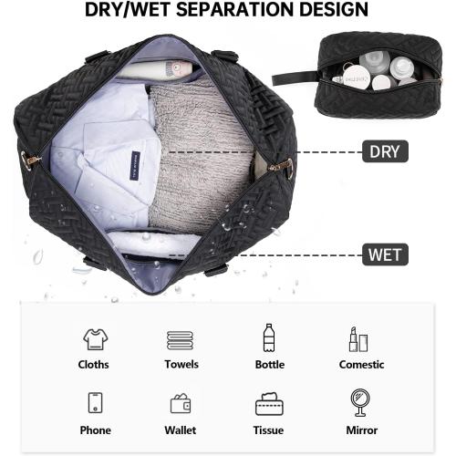 Duffle Bag for Travel, Weekender Bag with Shoe Compartment, Carry On Overnight Bag for Women with Toiletry Bag, Gym Bag with Wet Pocket, Hospital Bags for Labor and Delivery Beige