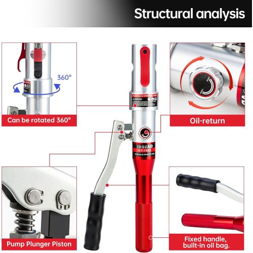 Hydraulic Copper Pipe Tube Fittings Crimping Tool with 1/2,3/4,1,1-1/4 for Copper, 1/2,3/4,1 for F877 Stainless PEX Press and 3/8 to 1 for F1807 Pex Pipe