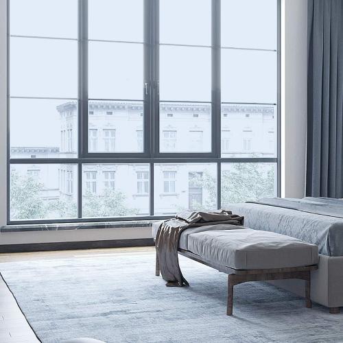 WPCTEV Reflective Window Film Mirror One Way Daytime Privacy Anti UV Static Cling Window Film Removable Decorative Screen Stickers Blue & Silver 6 Mil 35.4 Inch x 6.5 Feet